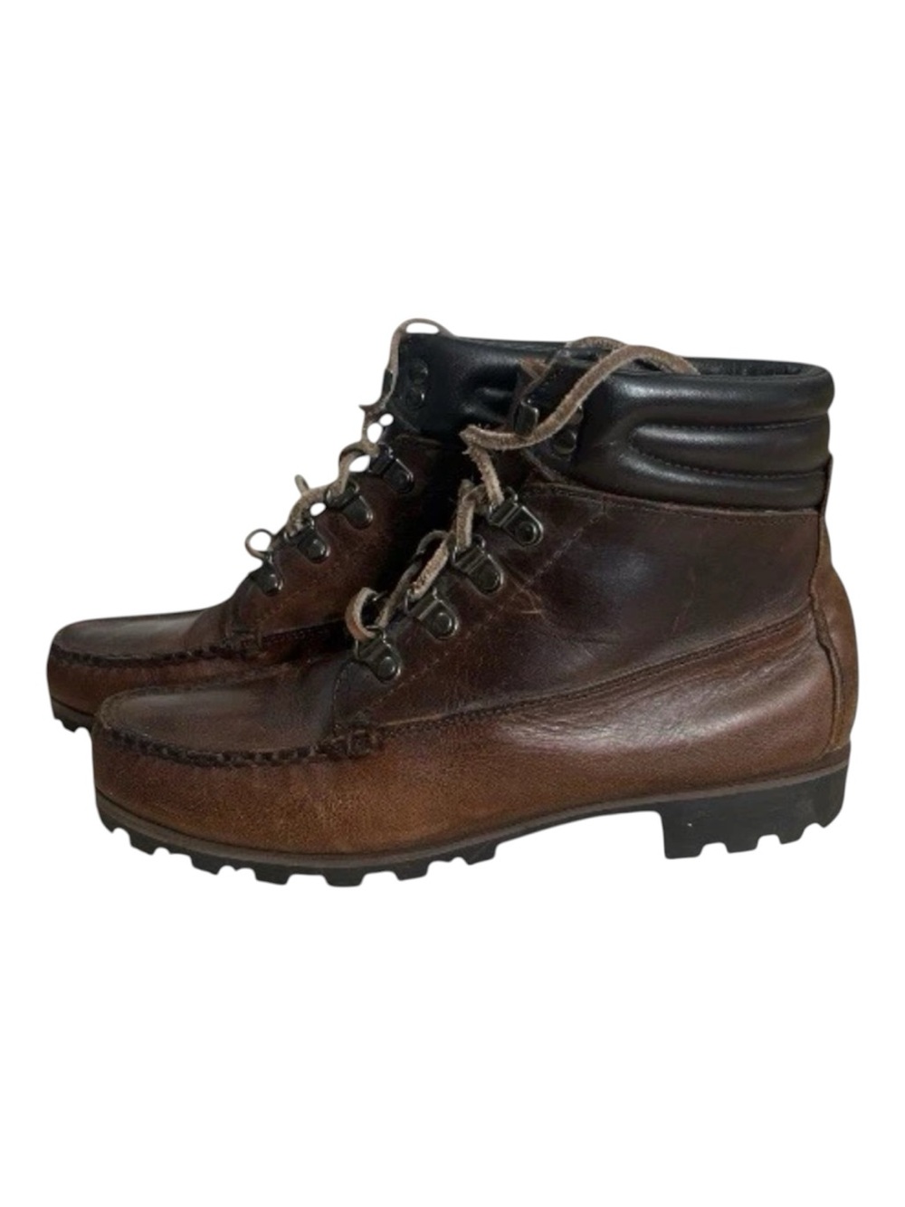 HHB Brown Boots Women Size 8.5M Moc Toe High Ankle Leather Hand Crafted Shoes